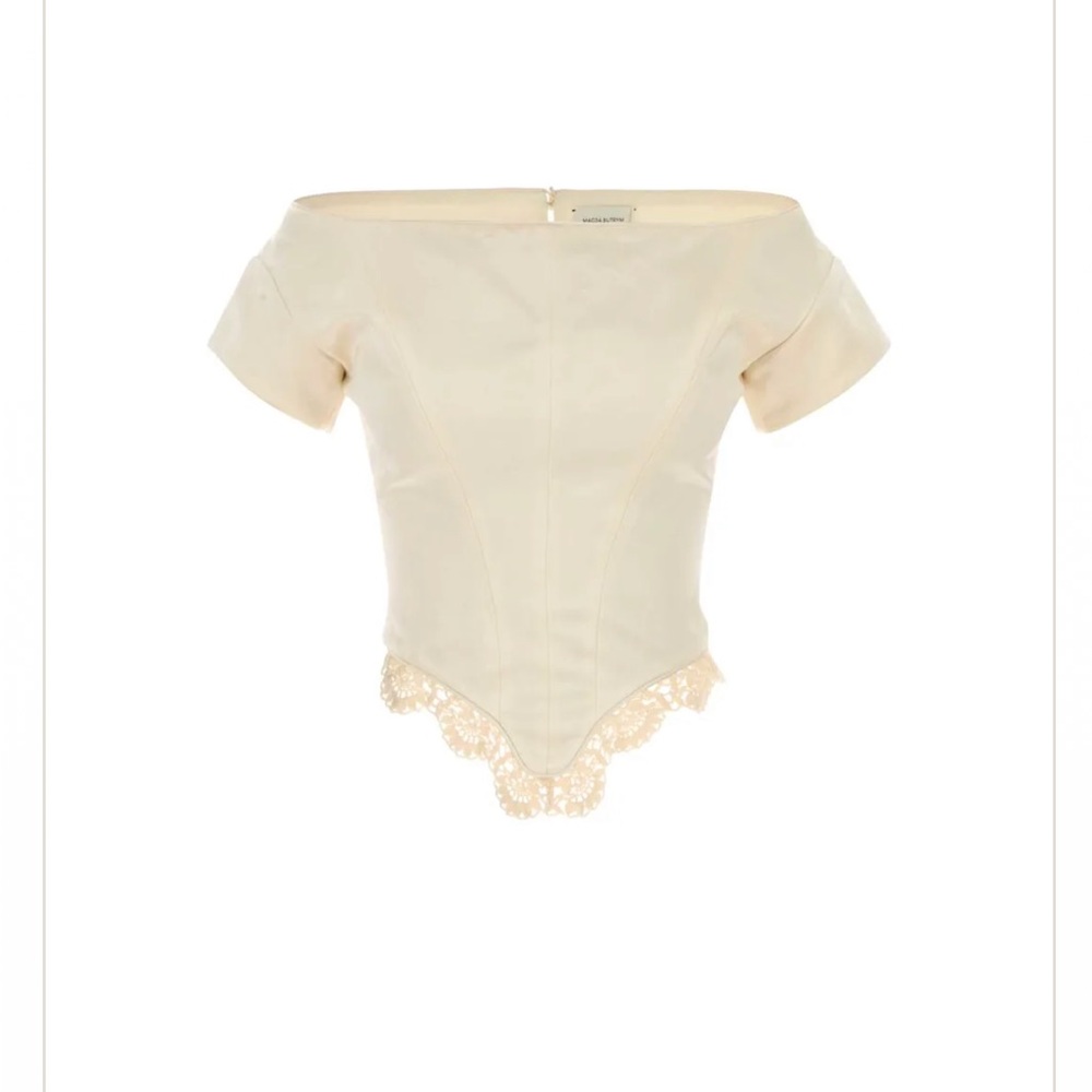 Magda Butrym Lace Trim Ivory Corset Top